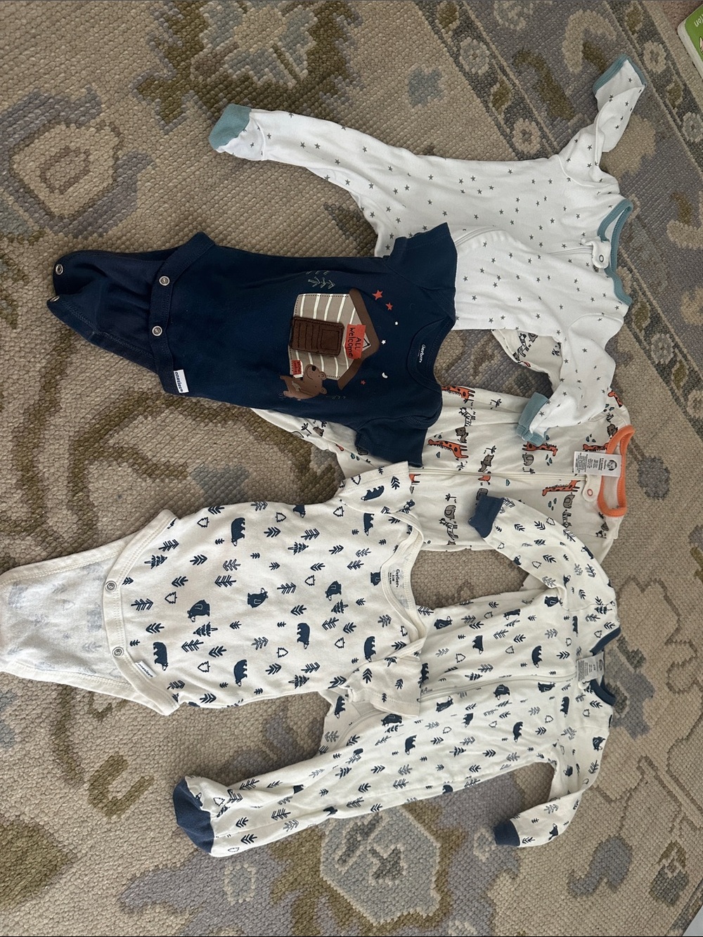 Baby Bodysuit & Sleepers Set - Navy and White Animal Prints